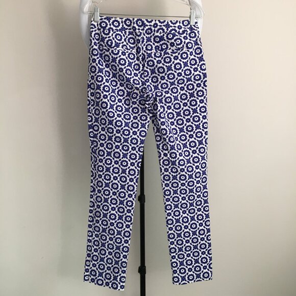 BODEN Blue White Floral Print Slit Hem Dress Pant - Picture 7 of 9